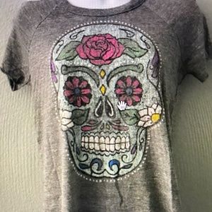 Chaser Sugar Skull Cold Shoulder Tee
